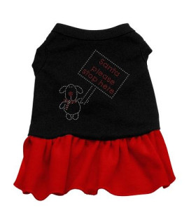 Santa Stop Here Rhinestone Dog Dress - Black with Red/Small