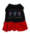 Let it Snow Penguins Rhinestone Dog Dress - Black with Red/Large