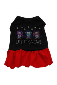 Let it Snow Penguins Rhinestone Dog Dress - Black with Red/XX Large