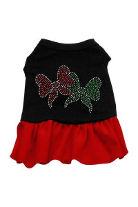 Christmas Bows Rhinestone Dog Dress - Black with Red/Extra Small