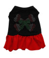 Candy Cane Crossbones Rhinestone Dog Dress - Black with Red/Extra Small