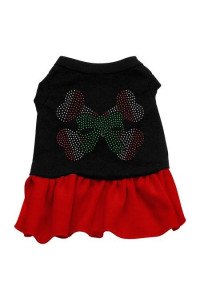Candy Cane Crossbones Rhinestone Dog Dress - Black with Red/Extra Small