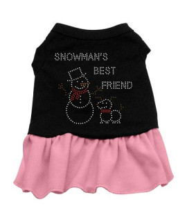Snowman's Best Friend Rhinestone Dog Dress - Black with Pink/Medium