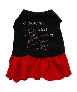 Snowman's Best Friend Rhinestone Dog Dress - Black with Red/Medium