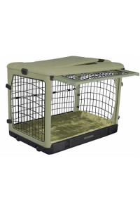 Deluxe Steel Dog Crate with Bolster Pad - Small/Sage