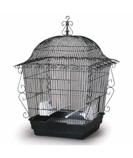 Elegant Scrollwork Bird Cage - Black