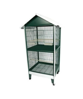 Two Story Pitched Roof Aviary 38"x29"x74"