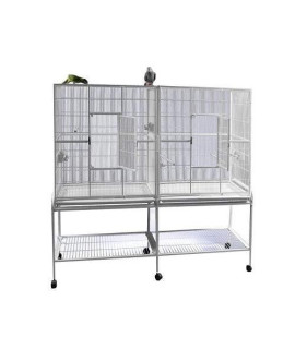 64"x21" Double Flight Cage with Divider 6421 Platinum