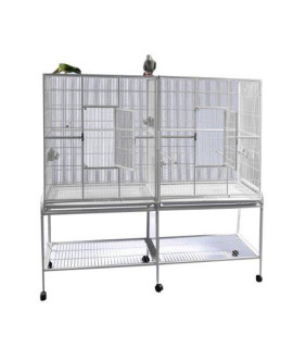 64"x21" Double Flight Cage with Divider 6421 White