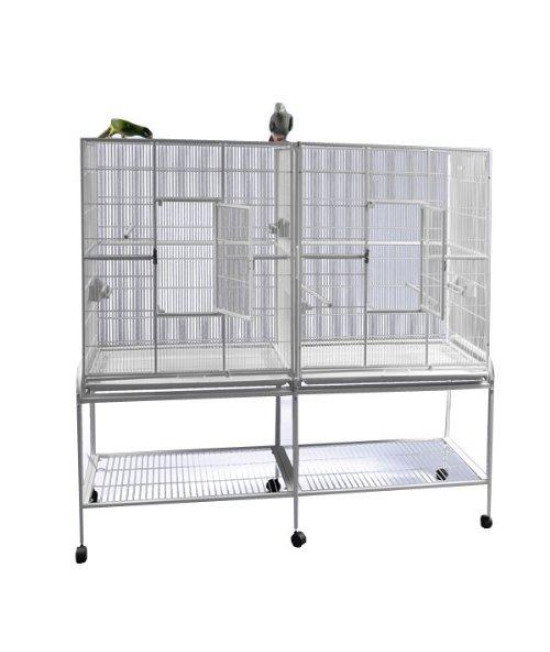 64"x21" Double Flight Cage with Divider 6421 White