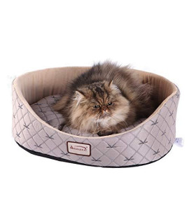 Armarkat Cat Bed, Pale Silver and Beige