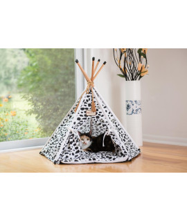 Armarkat Cat Bed Model C46, Teepee style, White w/black paw print