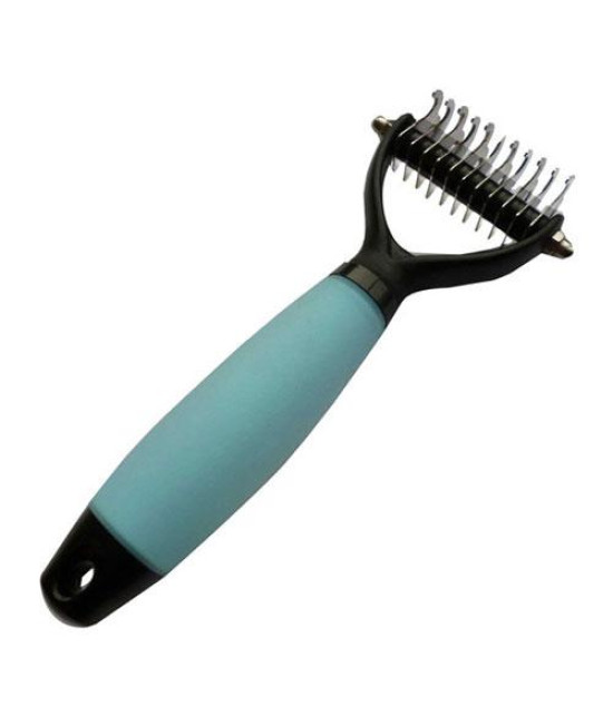 Iconic Pet - Deshedding Comb with Silica Gel Soft Handle(Plus Series) - Blue