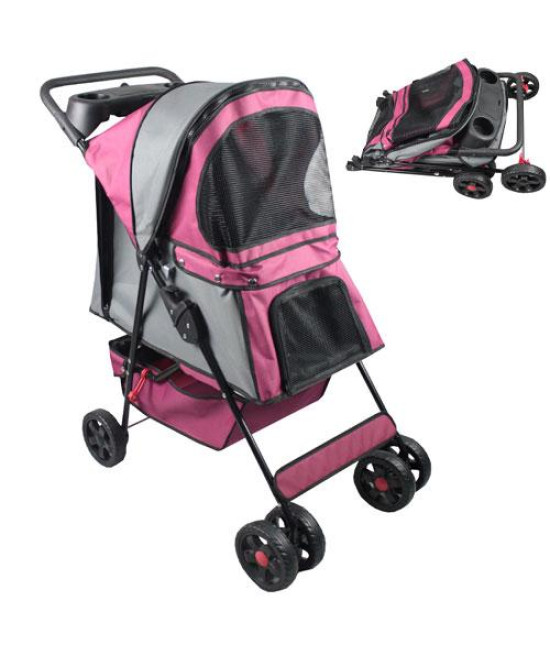 Iconic Pet - Supreme Pet Stroller - Maroon with Grey