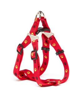 Iconic Pet - Paw Print Adjustable Harness - Red - Small