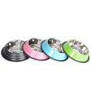 Iconic Pet - Color Splash Stripe Non-Skid Pet Bowl for Dog or Cat (Assorted Colors) - 8 oz - 1 cup