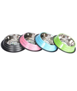 Iconic Pet - Color Splash Stripe Non-Skid Pet Bowl for Dog or Cat (Assorted Colors) - 24 oz - 3 cup
