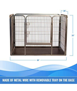 Iconic Pet Heavy Duty Rectangle Tube Pet Training Kennel Crate, 28" Height