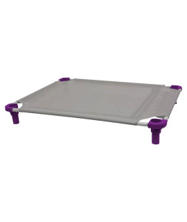 40x30 Pet Cot in Gray with Purple Legs, Unassembled