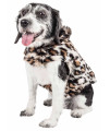 Pet Life Luxe 'Lab-Pard' Dazzling Leopard Patterned Mink Fur Dog Coat Jacket, Brown / Black - Medium