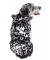 Pet Life Luxe 'Paw Dropping' Designer Gray-Scale Tiger Pattern Mink Fur Dog Coat Jacket, Black And Grey - Medium