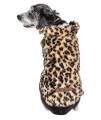 Pet Life Luxe 'Poocheetah' Ravishing Designer Spotted Cheetah Patterned Mink Fur Dog Coat Jacket, Brown / Black - X-Small
