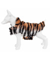 Pet Life Luxe 'Tigerbone' Glamourous Tiger Patterned Mink Fur Dog Coat Jacket, Golden Brown, Black And White - Large