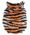 Pet Life Luxe 'Tigerbone' Glamourous Tiger Patterned Mink Fur Dog Coat Jacket, Golden Brown, Black And White - Large