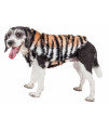 Pet Life Luxe 'Tigerbone' Glamourous Tiger Patterned Mink Fur Dog Coat Jacket, Golden Brown, Black And White - X-Small