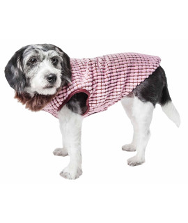 Pet Life Luxe 'Beautifur' Elegant Designer Boxed Mink Fur Dog Coat Jacket, Pink And Brown - Small