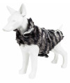Pet Life Luxe 'Chauffurry' Beautiful Designer Zebra Patterned Mink Fur Dog Coat Jacket, Black And Grey - Medium