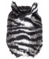 Pet Life Luxe 'Chauffurry' Beautiful Designer Zebra Patterned Mink Fur Dog Coat Jacket, Black And Grey - Medium