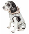 Pet Life Luxe 'Gold-Wagger' Gold-Leaf Designer Fur Dog Jacket Coat, Grey And Gold - Small
