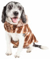 Pet Life Luxe 'Tira-Poochoo' Tiramisu Patterned Mink Dog Coat Jacket, White And Brown - Large