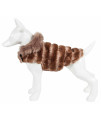Pet Life Luxe 'Tira-Poochoo' Tiramisu Patterned Mink Dog Coat Jacket, White And Brown - Large