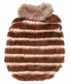 Pet Life Luxe 'Tira-Poochoo' Tiramisu Patterned Mink Dog Coat Jacket, White And Brown - Small