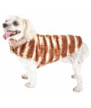 Pet Life Luxe 'Tira-Poochoo' Tiramisu Patterned Mink Dog Coat Jacket, White And Brown - X-Small