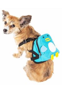 Pet Life 'Waggler Hobbler' Large-Pocketed Compartmental Animated Dog Harness Backpack, Blue - Small