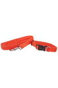 Pet Life 'Aero Mesh' 2-In-1 Dual Sided Comfortable And Breathable Adjustable Mesh Dog Leash-Collar, Orange - Small