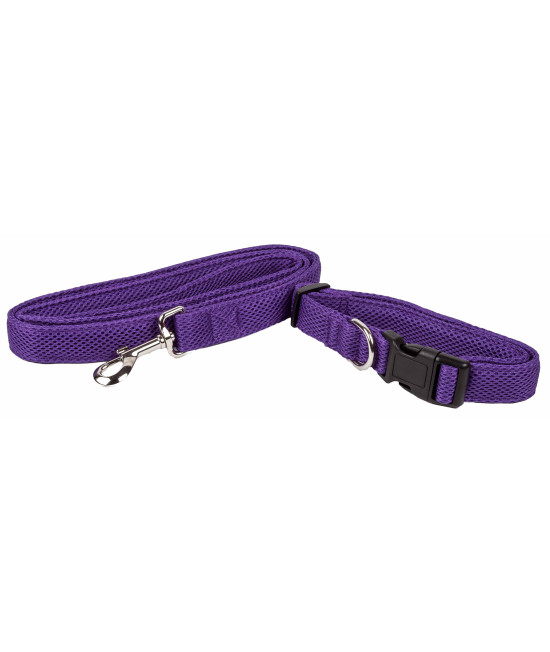 Pet Life 'Aero Mesh' 2-In-1 Dual Sided Comfortable And Breathable Adjustable Mesh Dog Leash-Collar, Purple - Small