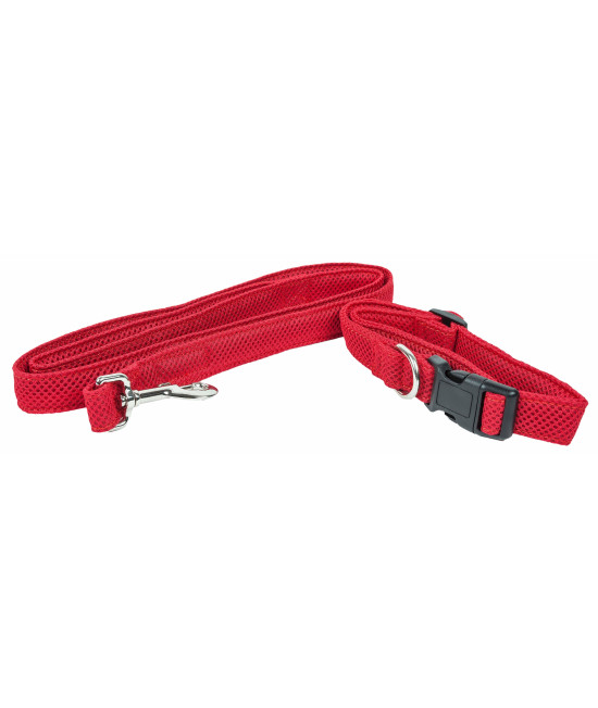 Pet Life 'Aero Mesh' 2-In-1 Dual Sided Comfortable And Breathable Adjustable Mesh Dog Leash-Collar, Red - Small