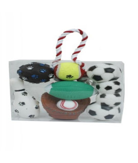 6 Piece Sports Themed Pet Toy Set