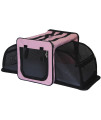 Pet Life Capacious Dual-Expandable Wire Folding Lightweight Collapsible Travel Pet Dog Crate - Medium - Pink