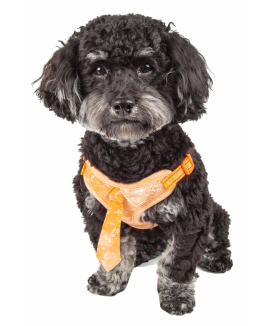 Pet Life 'Bonatied' Mesh Reversible And Breathable Adjustable Dog Harness W/ Designer Neck Tie, Orange - X-Small