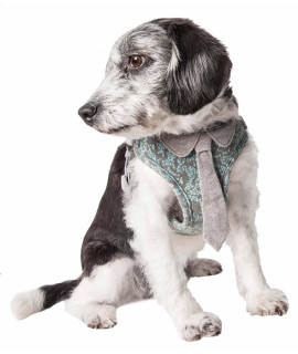 Pet Life 'Fidomite' Mesh Reversible And Breathable Adjustable Dog Harness W/ Designer Neck Tie, Blue / Grey - Medium