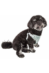 Pet Life 'Fidomite' Mesh Reversible And Breathable Adjustable Dog Harness W/ Designer Bowtie, Blue / Grey - Small