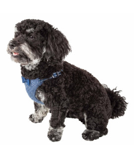 Pet Life 'Flam-Bowyant' Mesh Reversible And Breathable Adjustable Dog Harness W/ Designer Bowtie, Navy - Medium