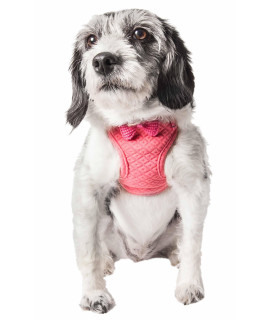 Pet Life 'Flam-Bowyant' Mesh Reversible And Breathable Adjustable Dog Harness W/ Designer Bowtie, Pink - Medium