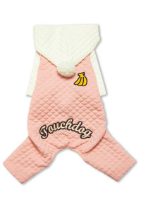 Touchdog Fashion Designer Full Body Quilted Pet Dog Hooded Sweater - Large - Pink/White