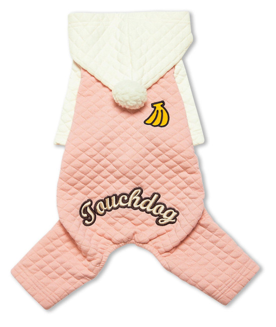 Touchdog Fashion Designer Full Body Quilted Pet Dog Hooded Sweater - X-Small - Pink/White